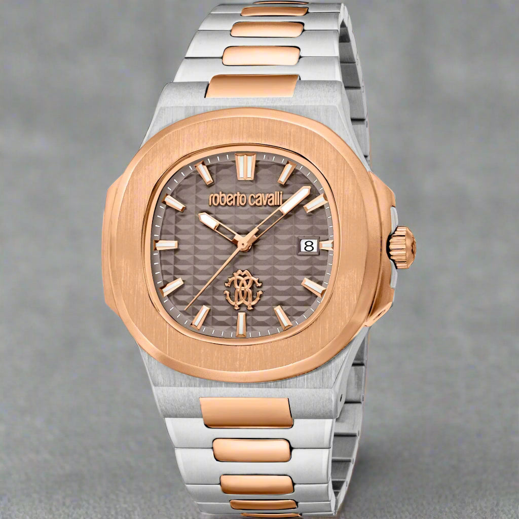 Roberto Cavalli mens rose gold and silver analog Watches