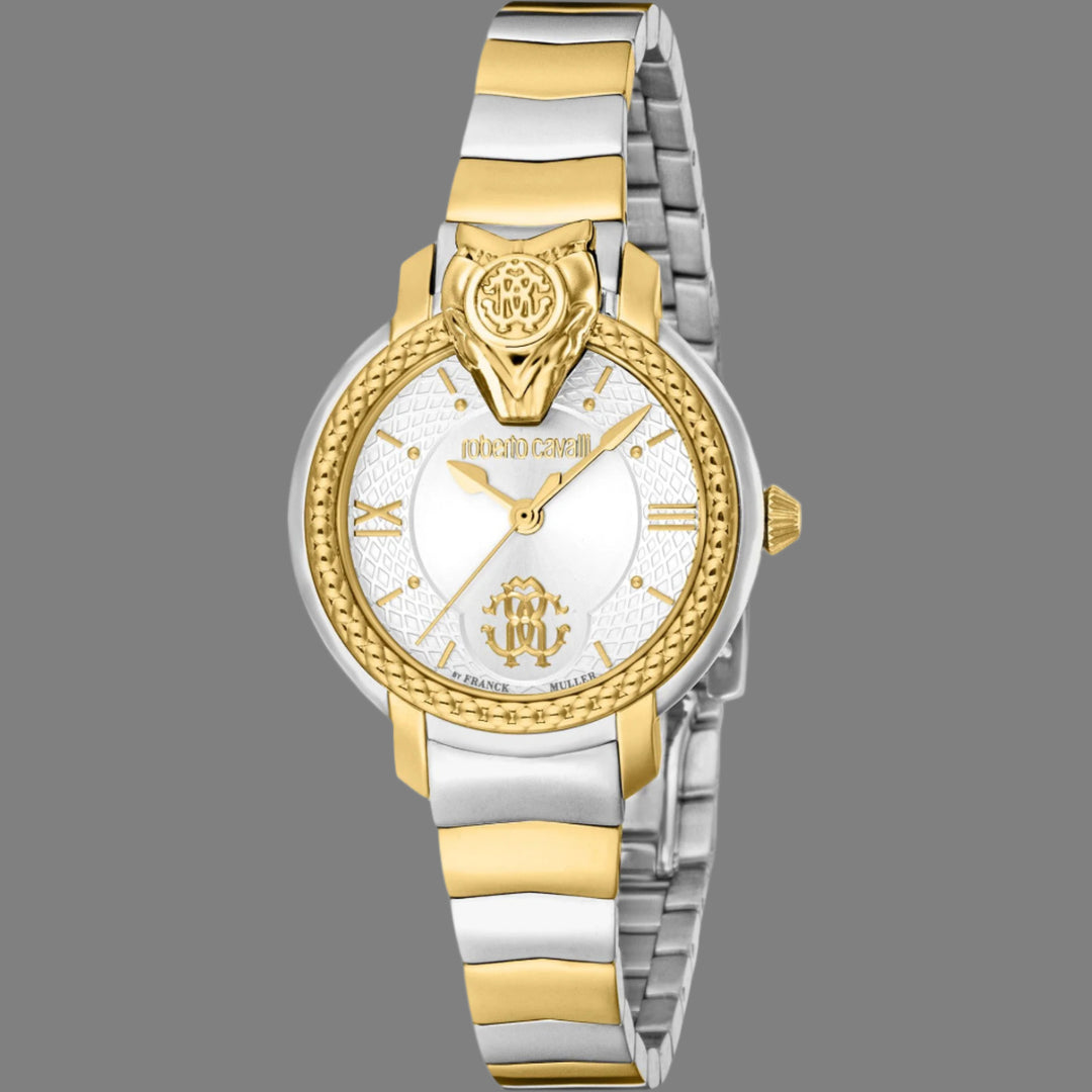 Silver women's watch with serpent bezel