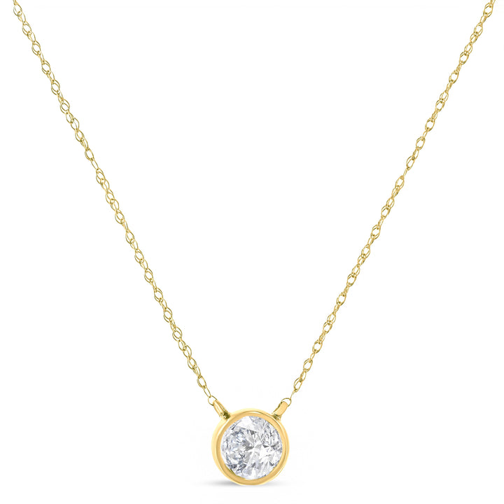 .925 Sterling Silver 1/10 Cttw Round-Cut Diamond Bezel 18" Pendant Necklace (J-K Color, I1-I2 Clarity)