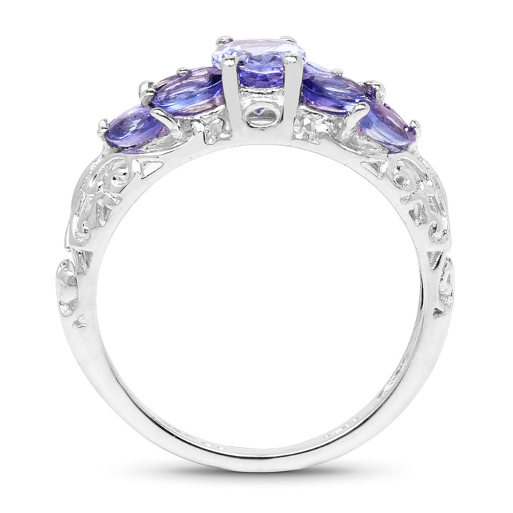 1.63 Carat Genuine Tanzanite .925 Sterling Silver Ring