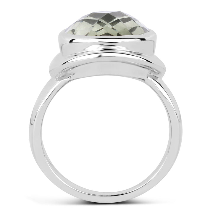 7.90 Carat Genuine Green Amethyst .925 Sterling Silver Ring