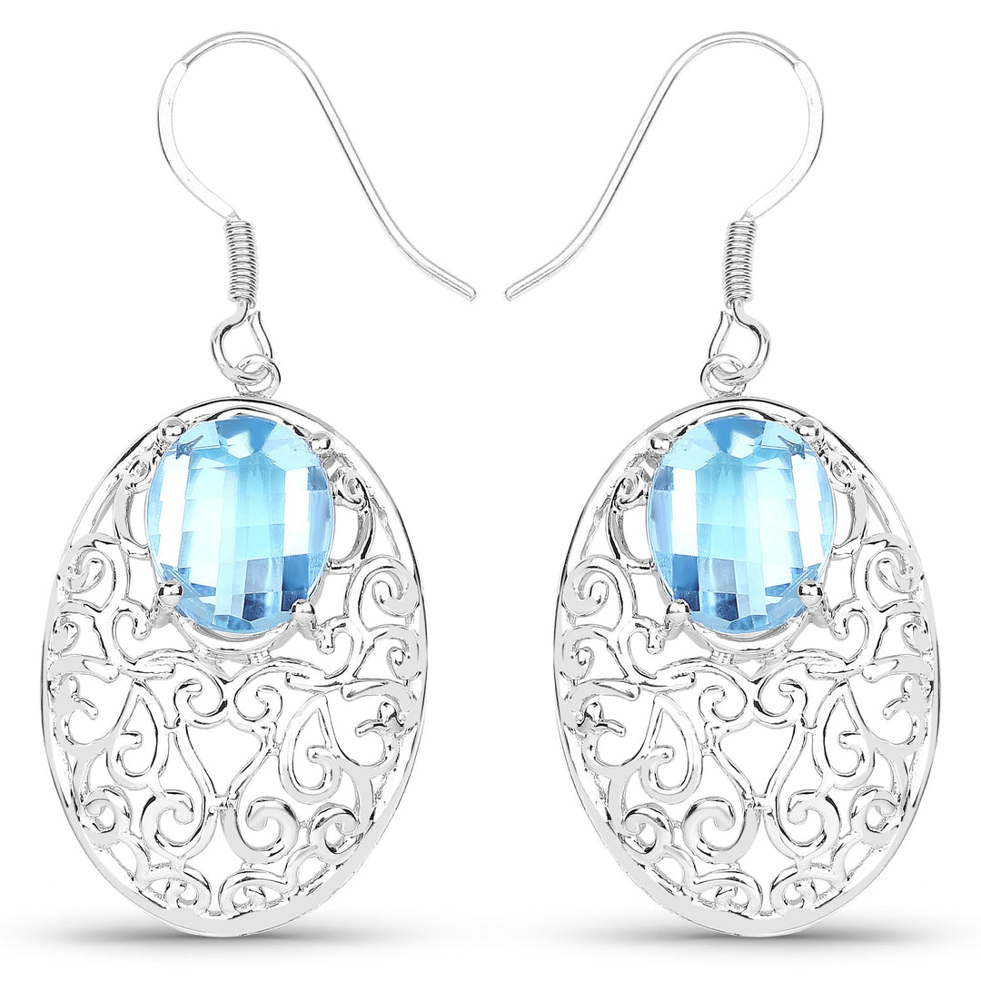 10.72 Carat Genuine Blue Topaz .925 Sterling Silver Earrings
