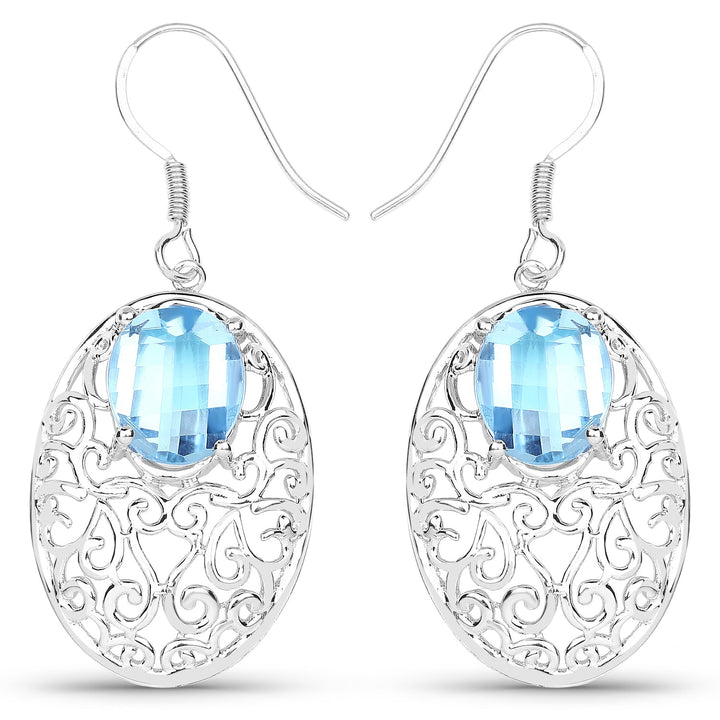 10.72 Carat Genuine Blue Topaz .925 Sterling Silver Earrings