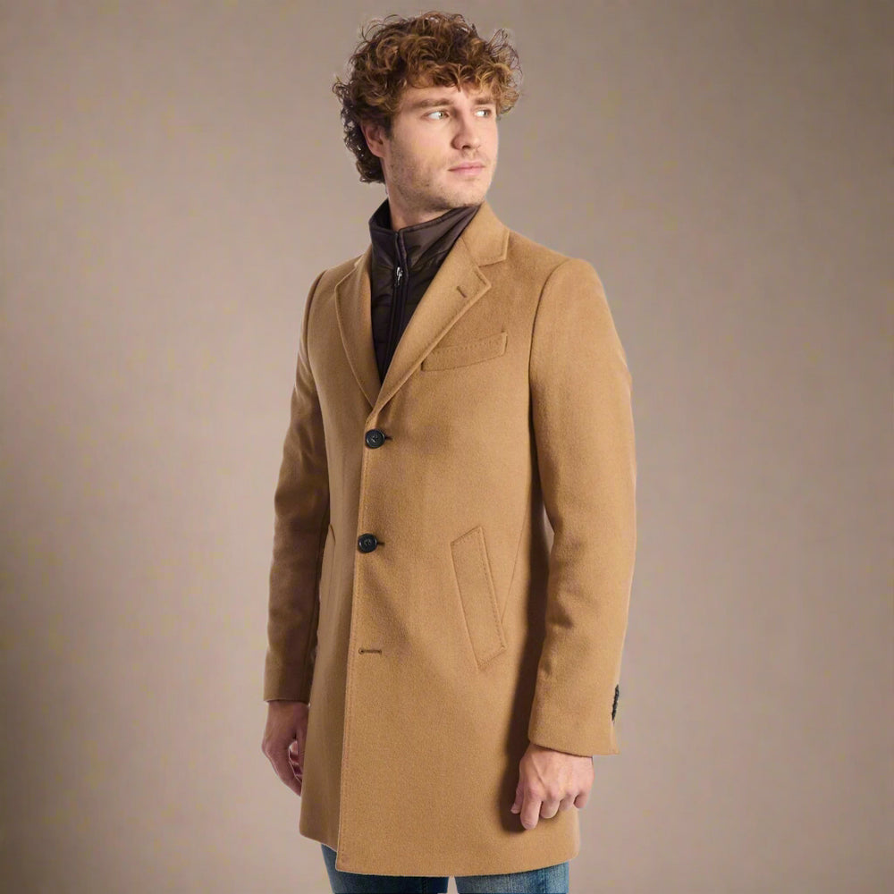 Baldinini Trend men's tan blended Wool Coats