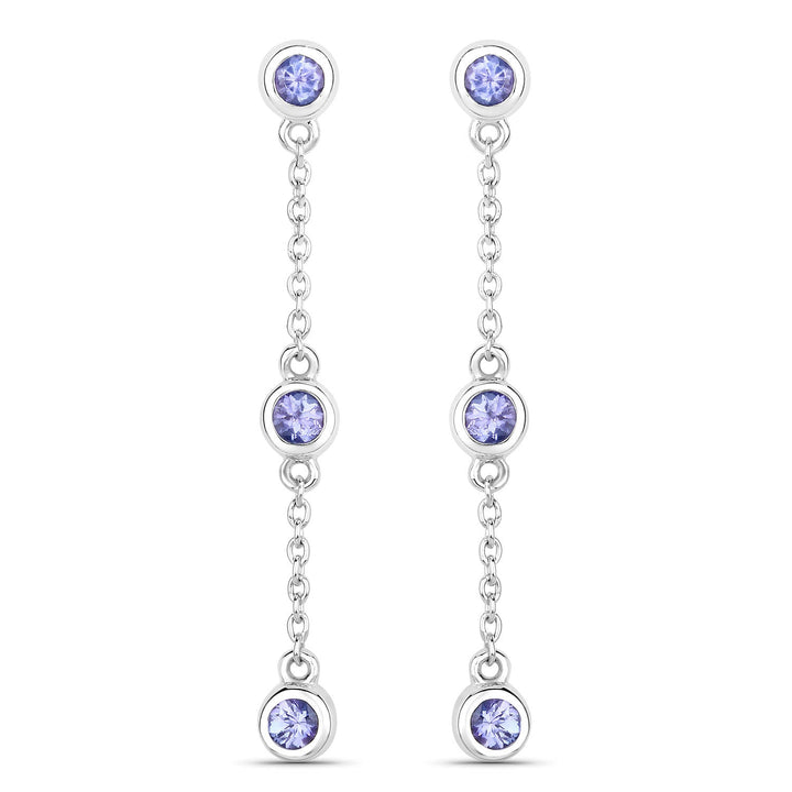0.60 Carat Genuine Tanzanite .925 Sterling Silver Earrings