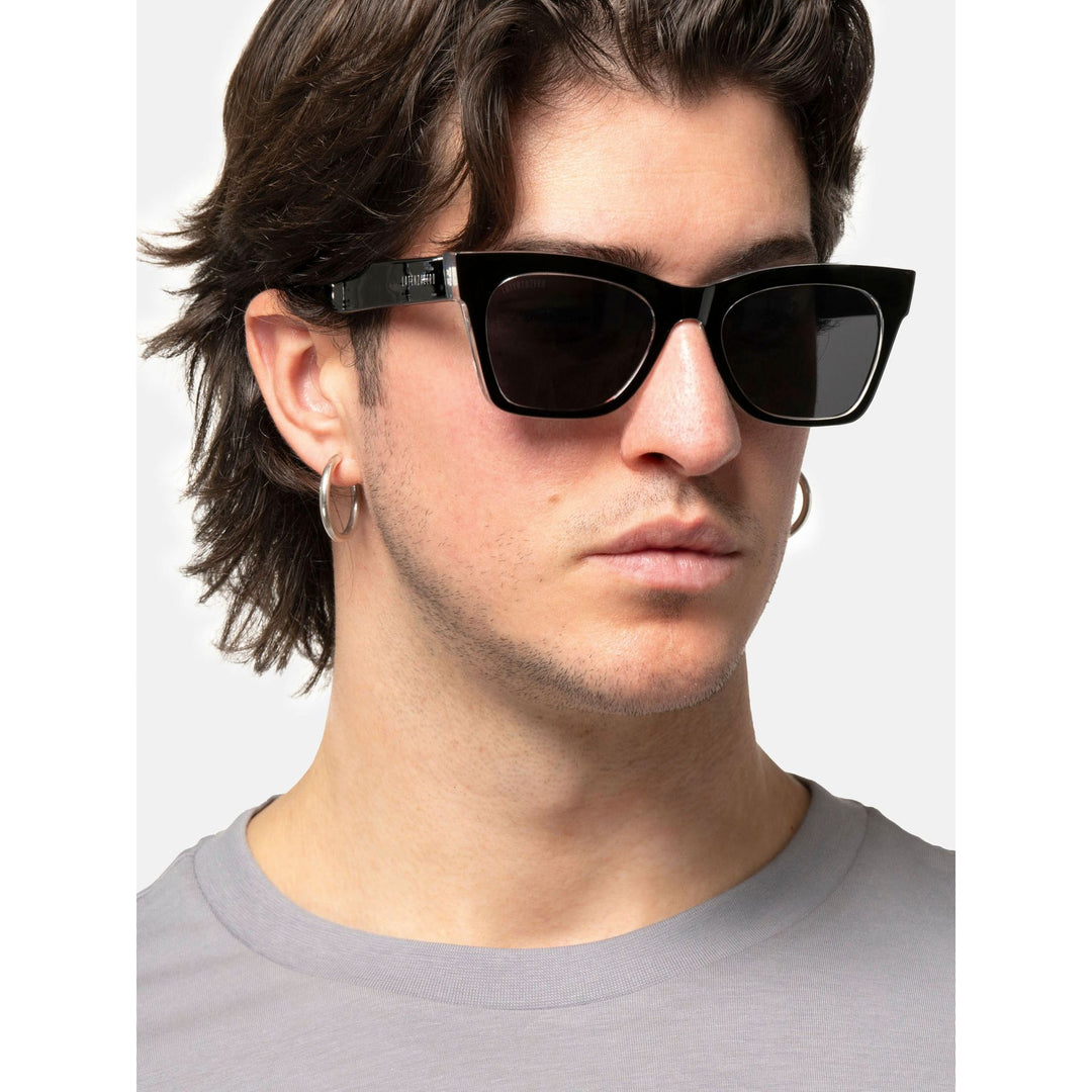 Black stylish Italian designed affordable sunglasses with UV protection.