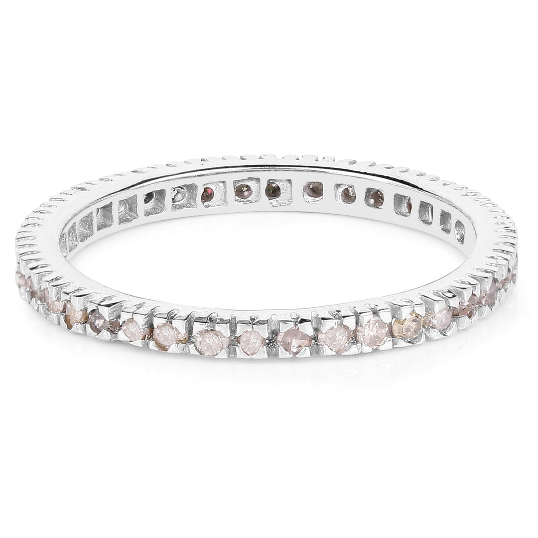 0.57 Carat Genuine Champagne Diamond .925 Sterling Silver Ring