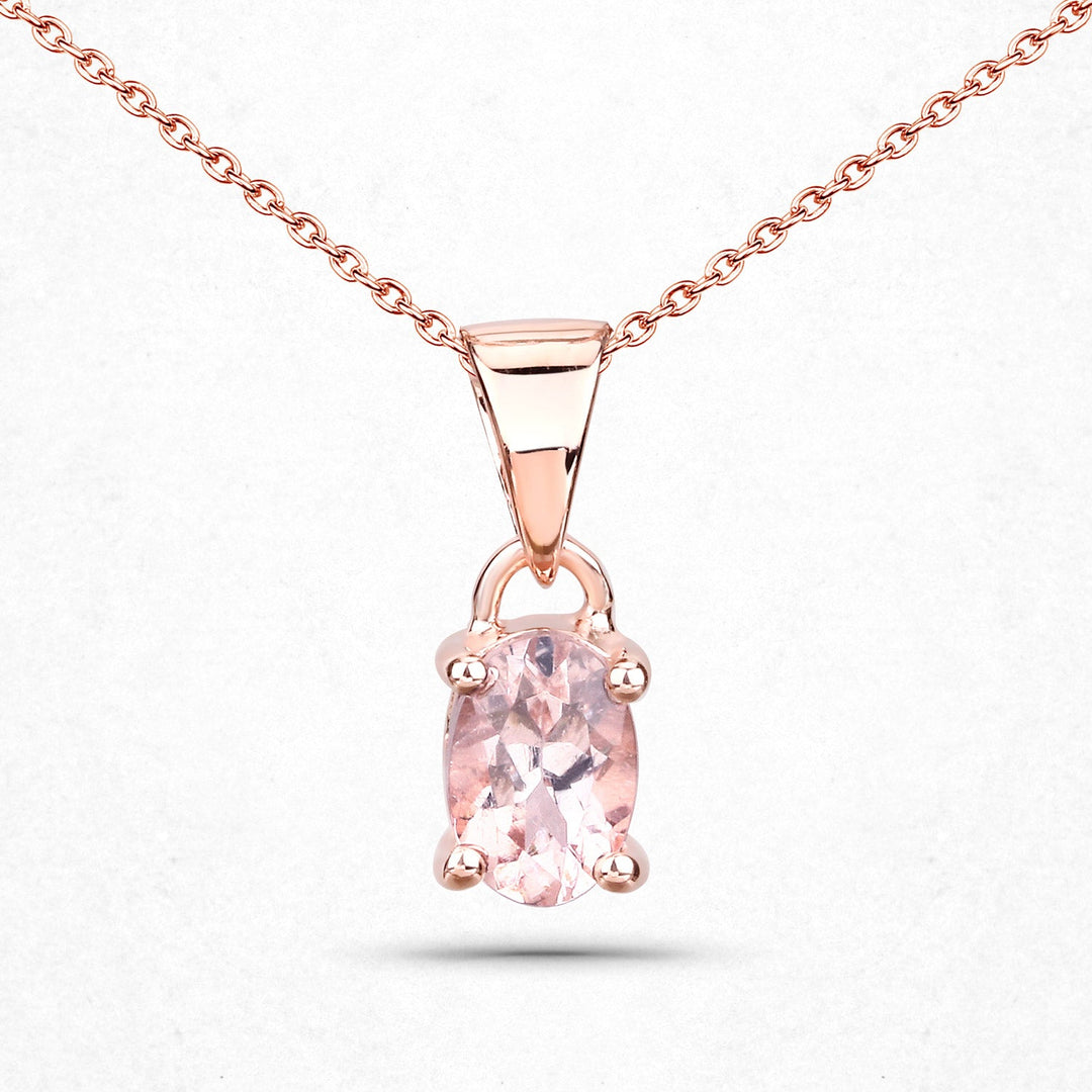 18K Rose Gold Plated 0.70 Carat Genuine Morganite .925 Sterling Silver Pendant