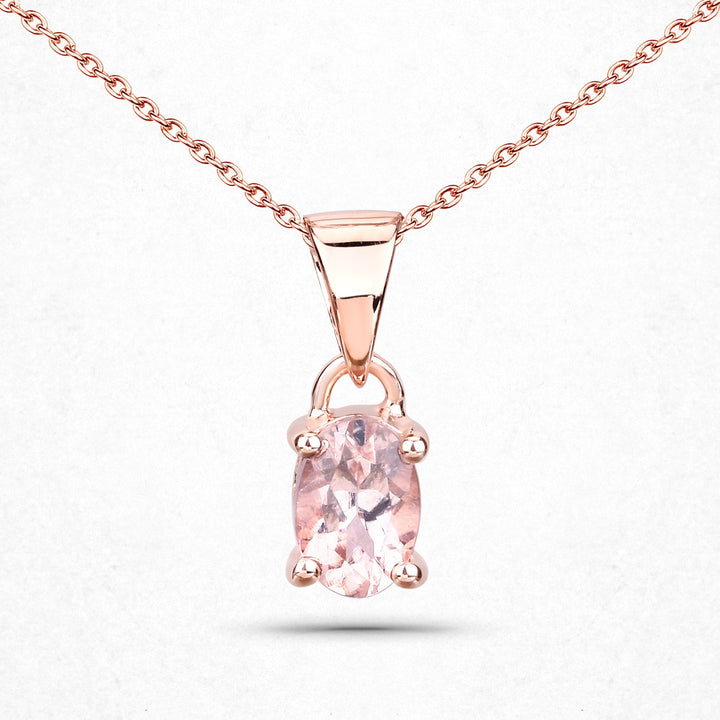 18K Rose Gold Plated 0.70 Carat Genuine Morganite .925 Sterling Silver Pendant