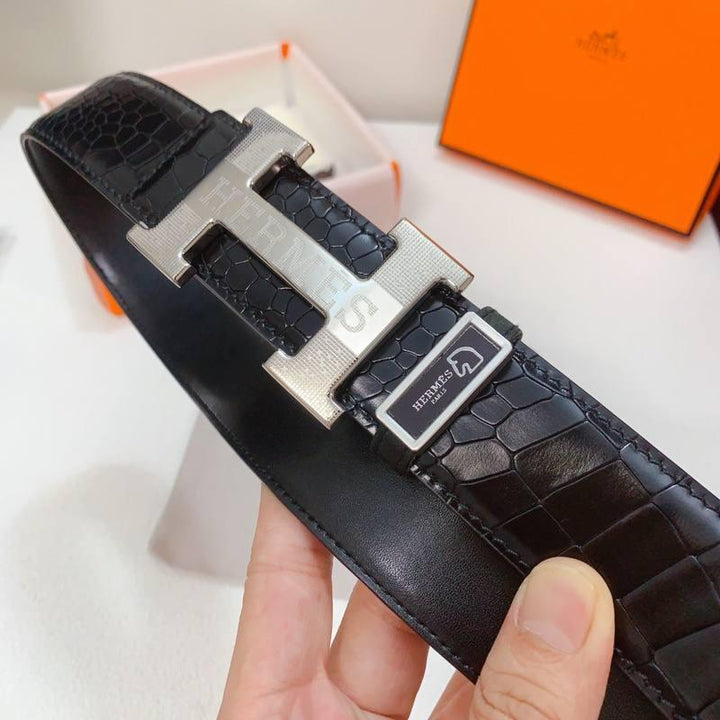 Hermes Men Silver Buckle Belt &