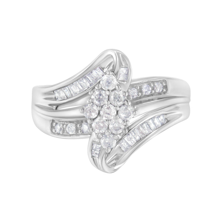 10K White Gold 1/2 cttw Diamond Cluster Ring (H-I Clarity, I2-I3 Color) - Size 6