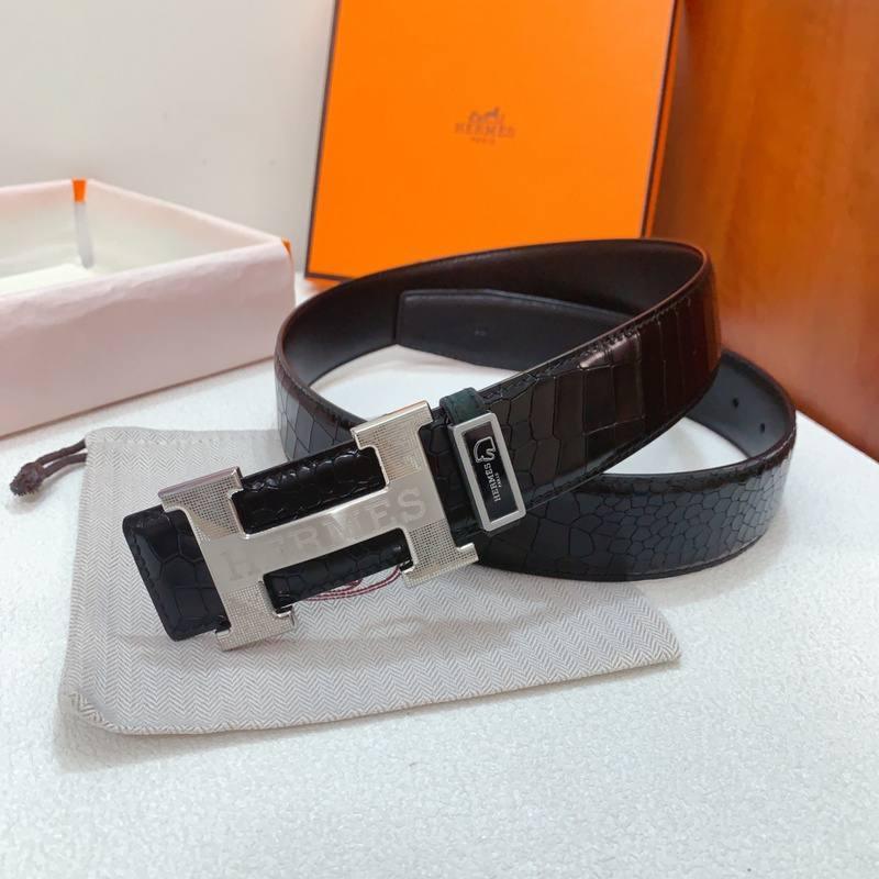 Hermes Men Silver Buckle Belt &
