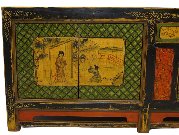 9 Feet Long Hand Painted Antique Asian Sideboard | Designer Sale