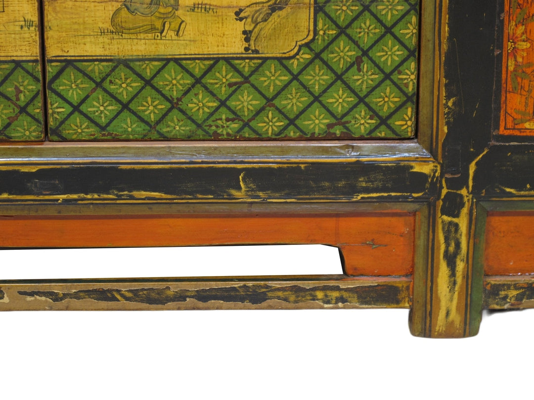 9 Feet Long Hand Painted Antique Asian Sideboard | Designer Sale