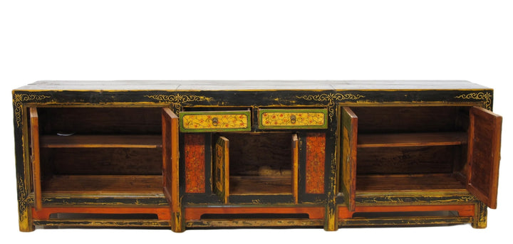 9 Feet Long Hand Painted Antique Asian Sideboard | Designer Sale