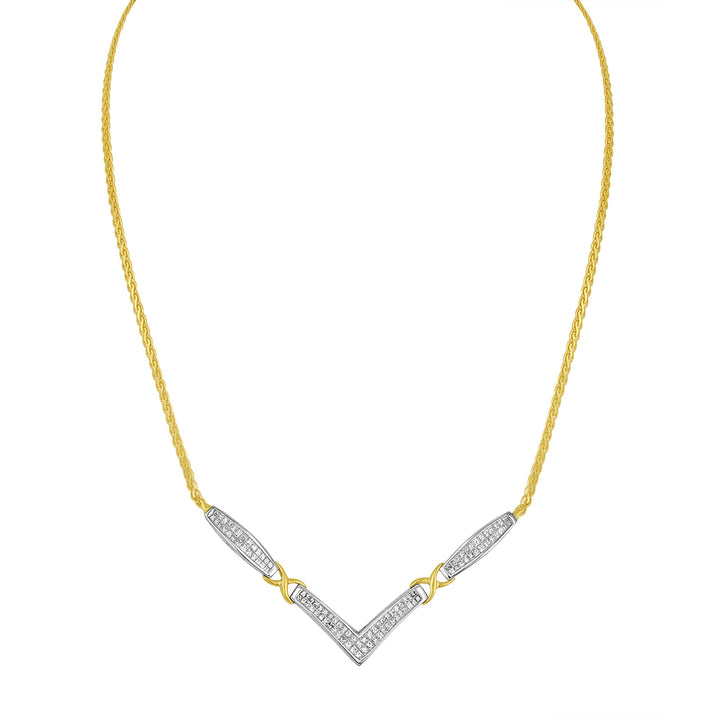 14K Yellow and White Gold 2.0 Cttw Princess Cut Diamond Flared and X-Station V Shaped 18â€ Franco Chain Statement Necklace (H-I Color, SI2-I1 Clarity)