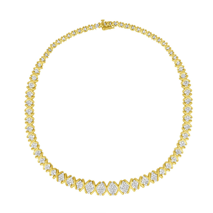 10K Yellow Gold 4 cttw Brilliant Round-Cut Diamond Graduating Riviera Statement Necklace (H-I Color, I2-I3 Clarity)