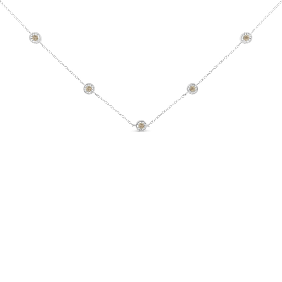 Sterling Silver Diamond Station Necklace (1/2 cttw, I-J Color, I1-I2 Clarity)
