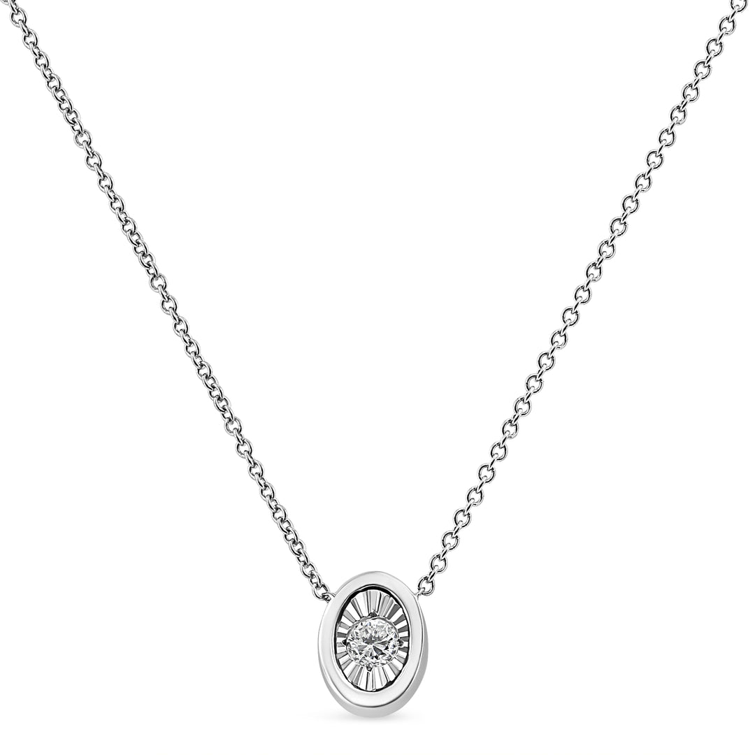 10K White Gold 1/10 Cttw Miracle Set Round-Cut Diamond Square Shape 18" Pendant Necklace (H-I Color, SI2-I1 Clarity)