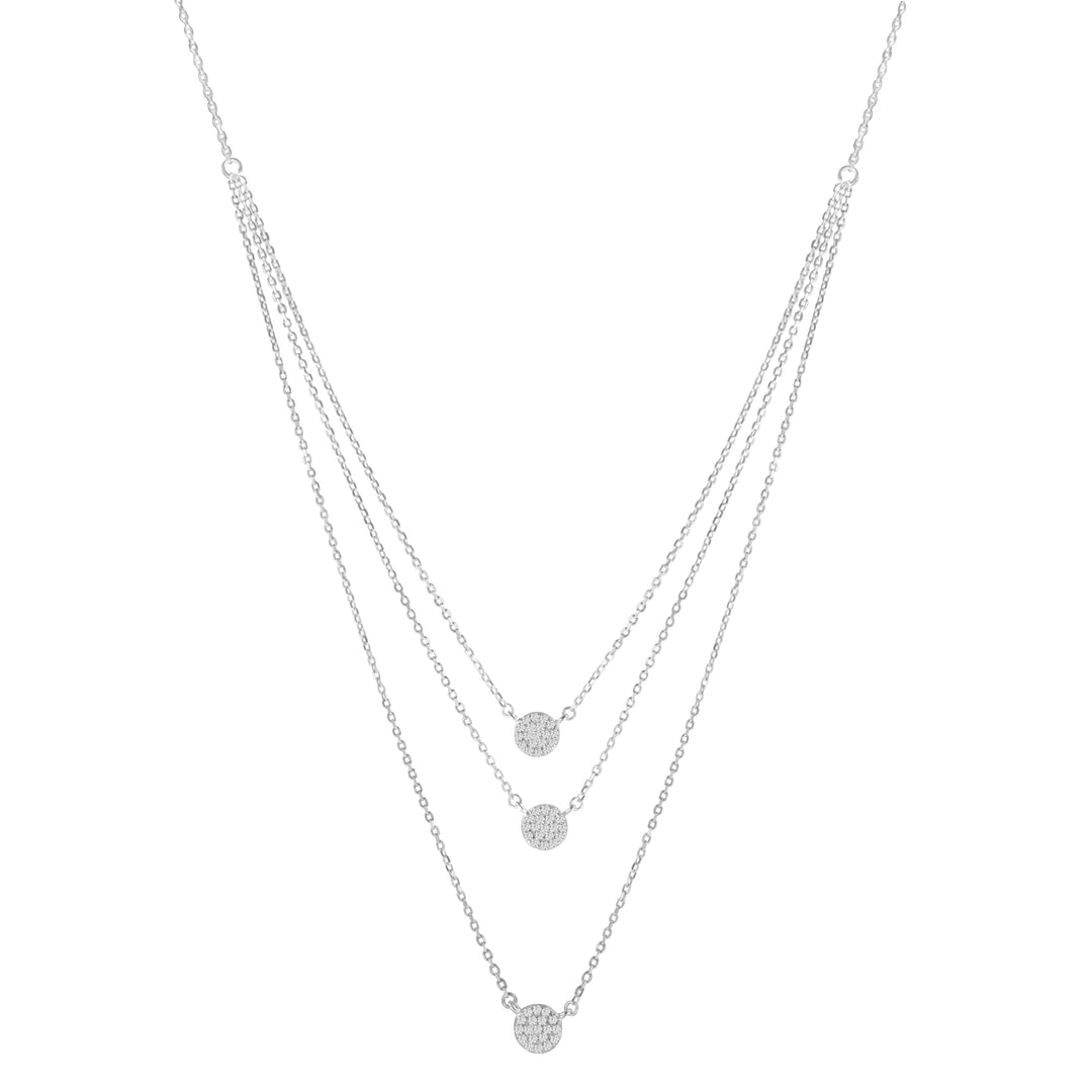 .925 Sterling Silver 1/2 Cttw Round Diamond Medallion Multi-Strand Tri Pendant 18" Necklace (H-I Color, I2-I3 Clarity)