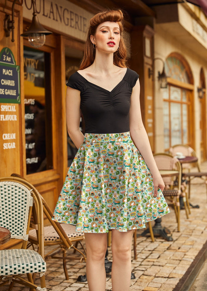 Cats &amp; Plants Skater Skirt
