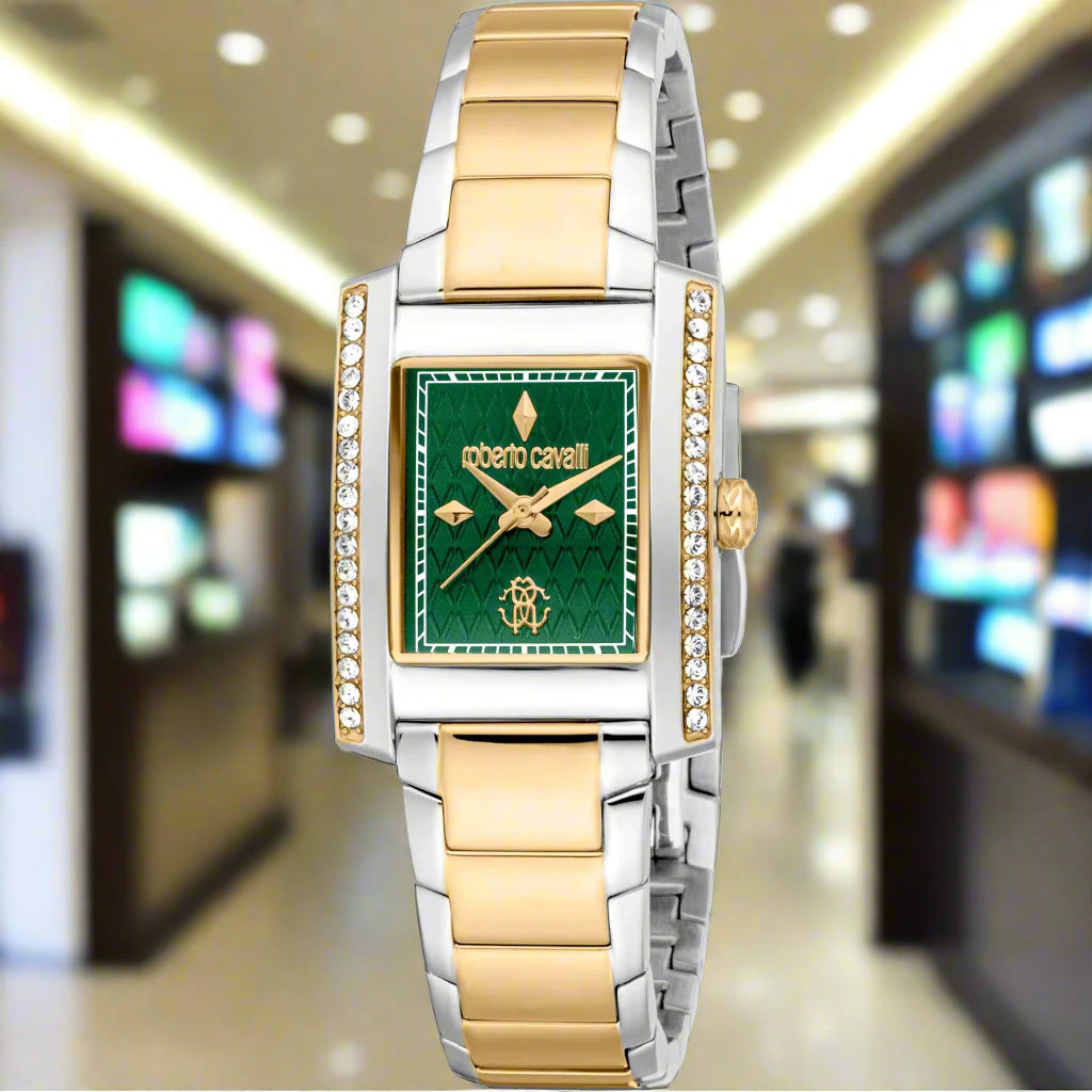 Roberto Cavalli women's yellow/silver sim diamond Watches