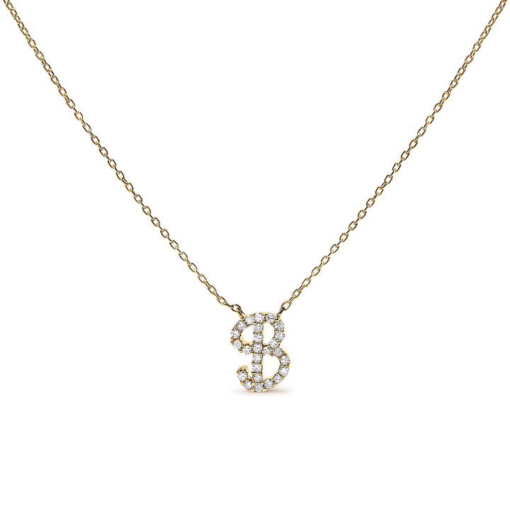 14K White Gold Diamond Accent "A" Initial Script Style Pendant Necklace