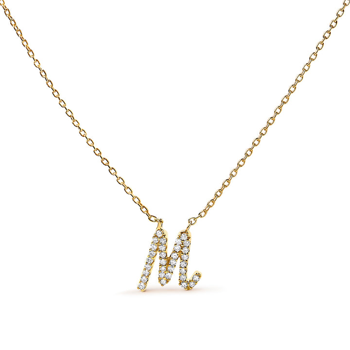 14K White Gold Diamond Accent "A" Initial Script Style Pendant Necklace