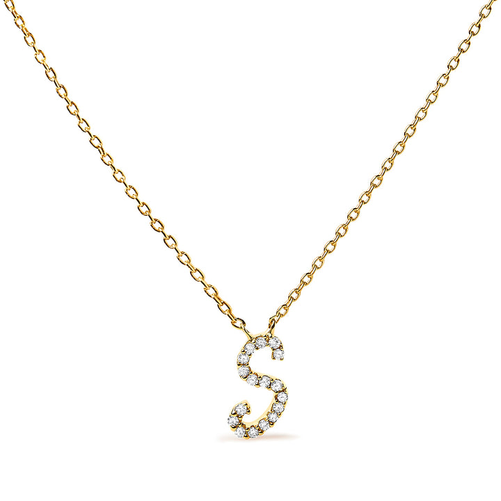 14K White Gold Diamond Accent "A" Initial Script Style Pendant Necklace