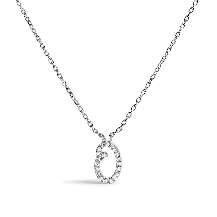 14K White Gold Diamond Accent "A" Initial Script Style Pendant Necklace