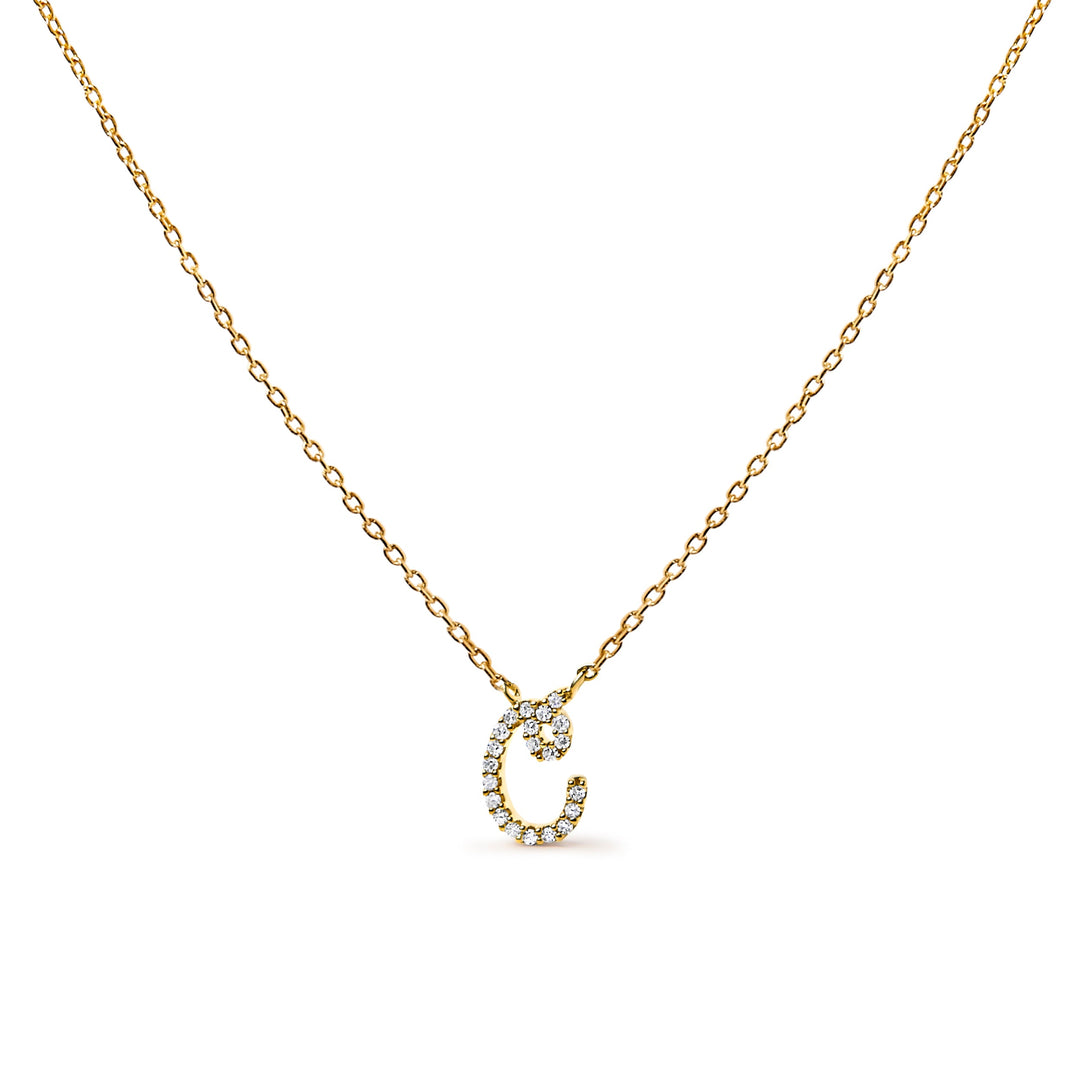 14K White Gold Diamond Accent "A" Initial Script Style Pendant Necklace