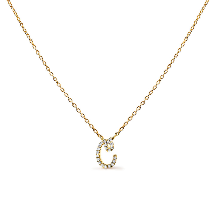 14K White Gold Diamond Accent "A" Initial Script Style Pendant Necklace