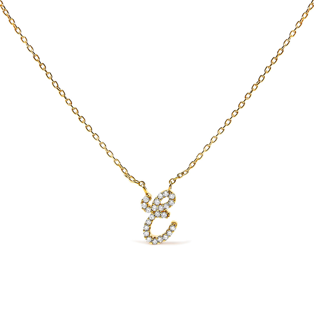 14K White Gold Diamond Accent "A" Initial Script Style Pendant Necklace