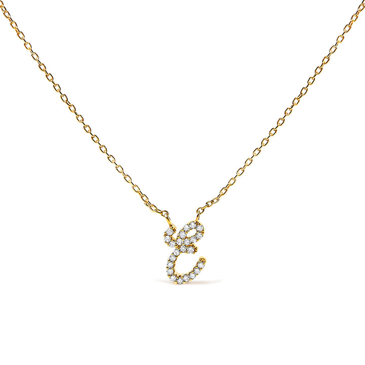 14K White Gold Diamond Accent "A" Initial Script Style Pendant Necklace