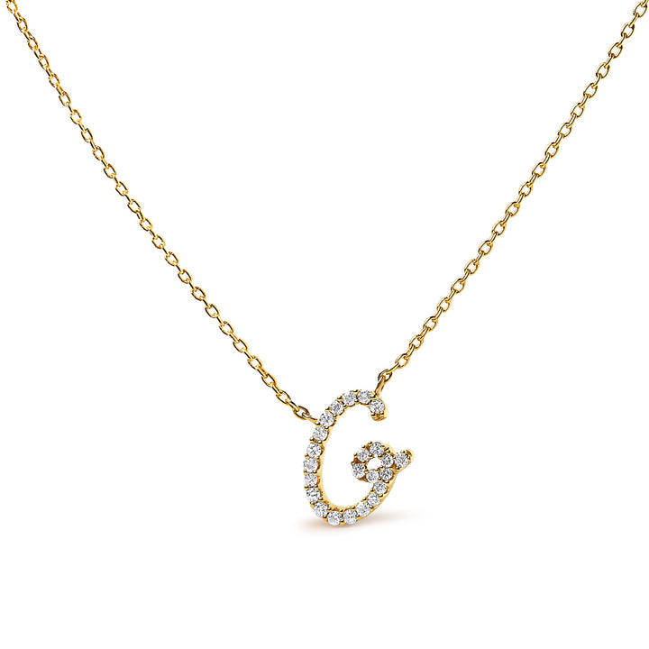 14K White Gold Diamond Accent "A" Initial Script Style Pendant Necklace