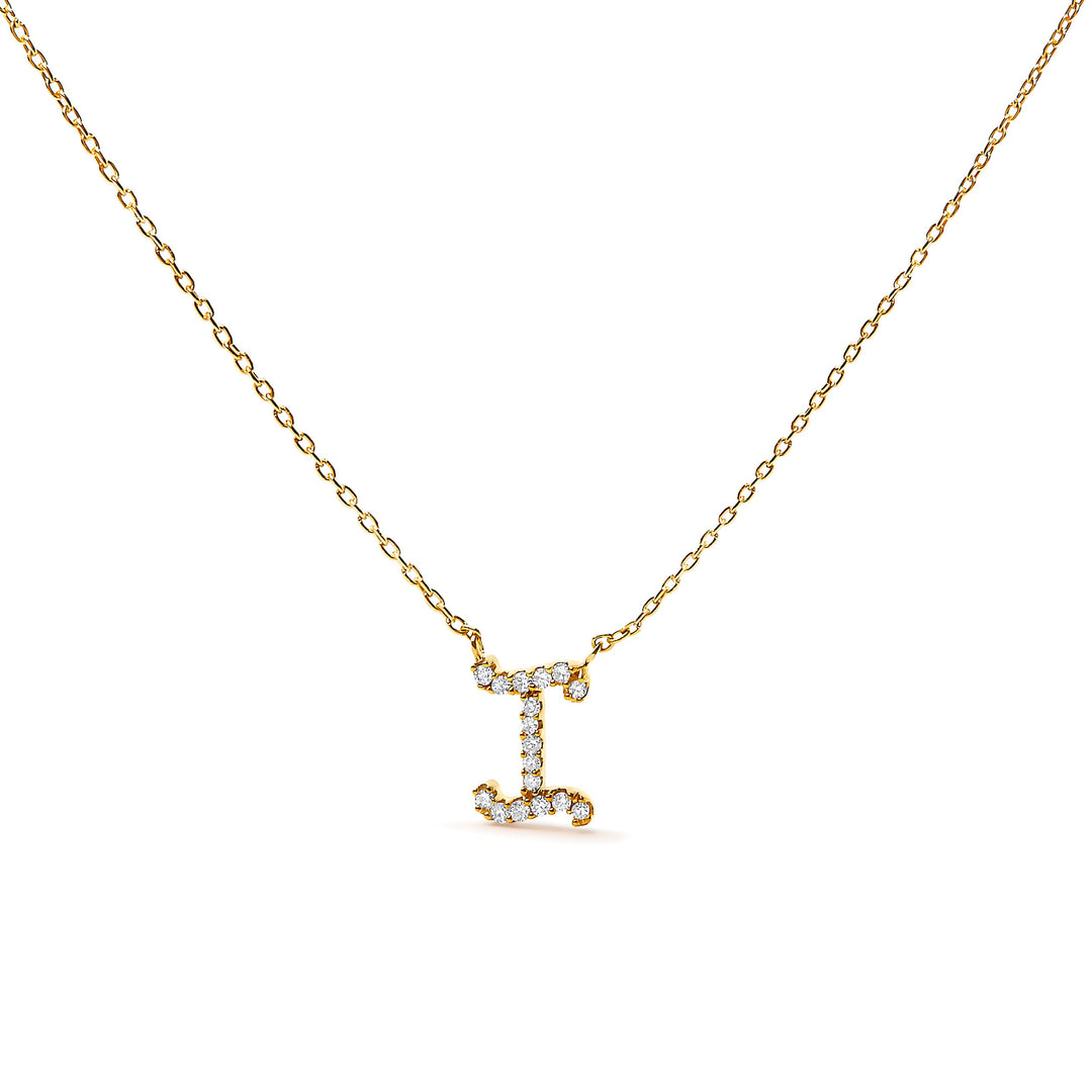 14K White Gold Diamond Accent "A" Initial Script Style Pendant Necklace