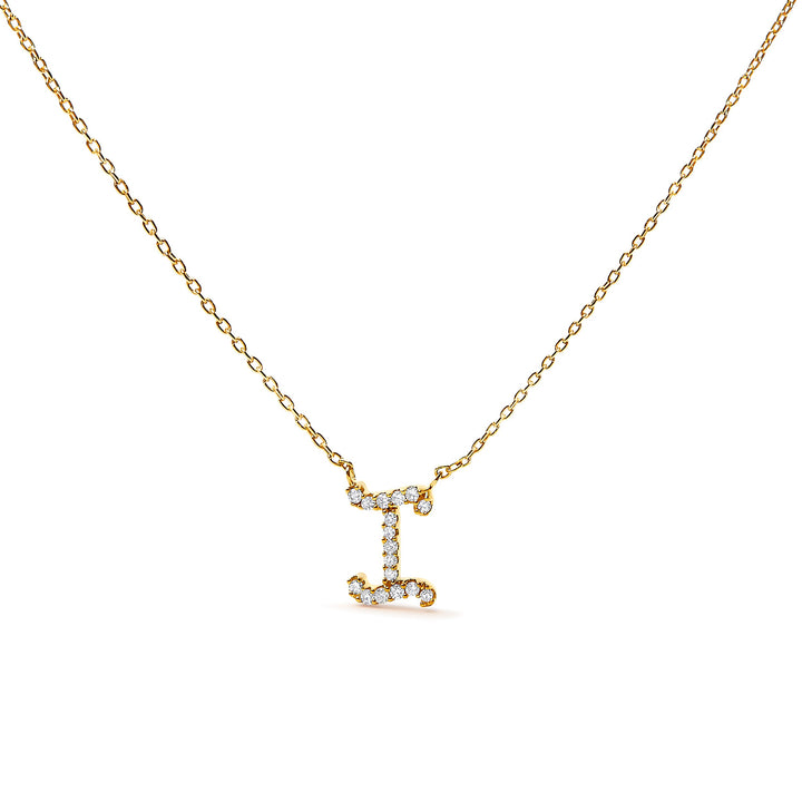 14K White Gold Diamond Accent "A" Initial Script Style Pendant Necklace