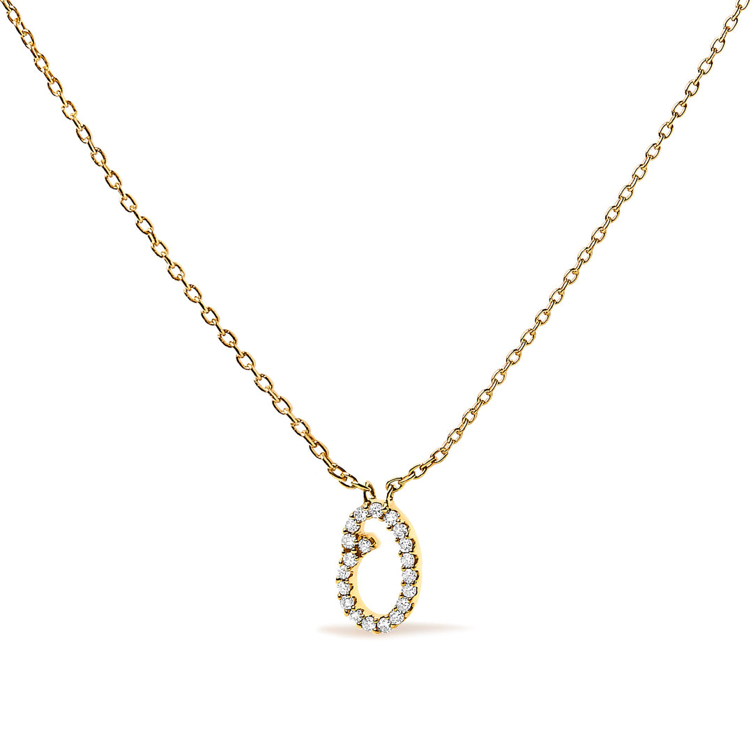14K White Gold Diamond Accent "A" Initial Script Style Pendant Necklace