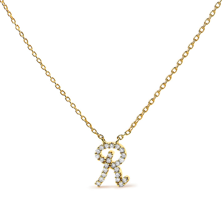 14K White Gold Diamond Accent "A" Initial Script Style Pendant Necklace
