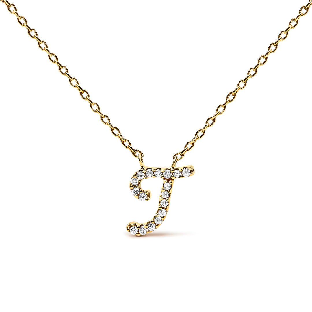 14K White Gold Diamond Accent "A" Initial Script Style Pendant Necklace
