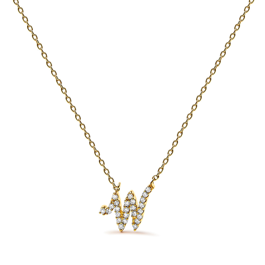 14K White Gold Diamond Accent "A" Initial Script Style Pendant Necklace
