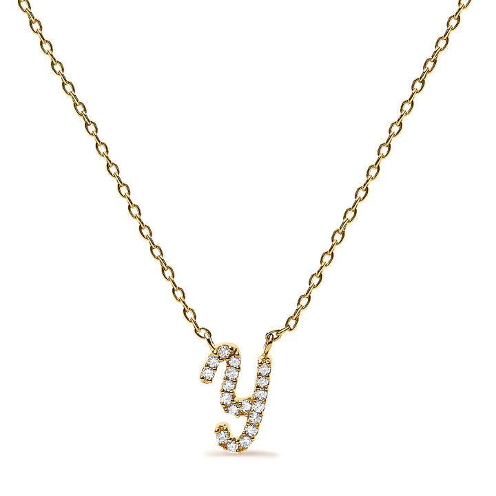 14K White Gold Diamond Accent "A" Initial Script Style Pendant Necklace