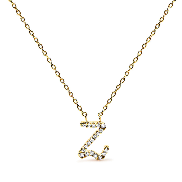 14K White Gold Diamond Accent "A" Initial Script Style Pendant Necklace