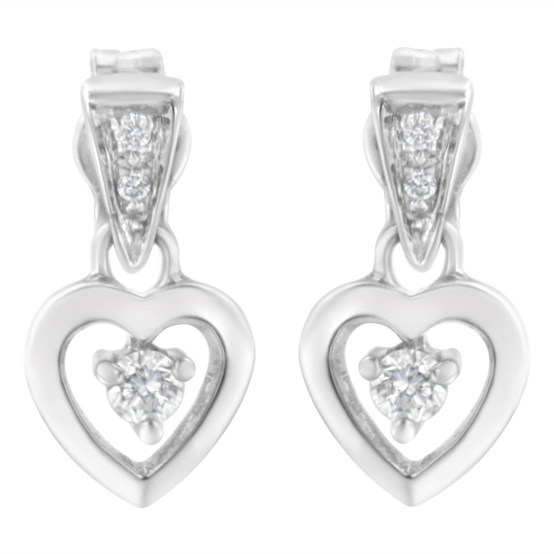 14K White Gold 1/6 Cttw Diamond Dangle Heart Stud Earrings (H-I, SI2-I1)