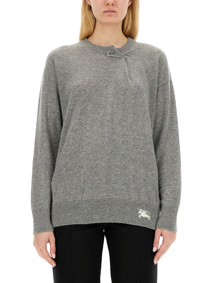 Burberry Women Cashmere Sweater With Kilt Pin
