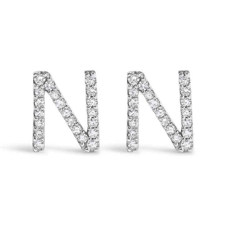 10K White Gold 1/10 Cttw Diamond Initial â€œAâ€ Stud Earring