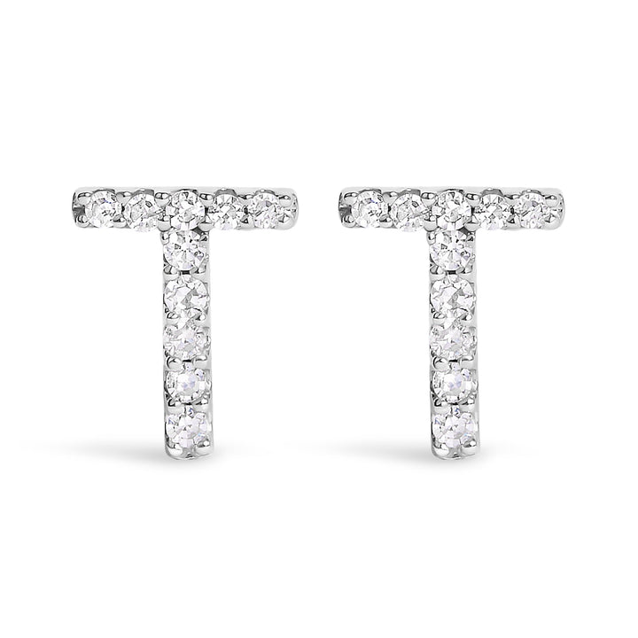 10K White Gold 1/10 Cttw Diamond Initial â€œAâ€ Stud Earring