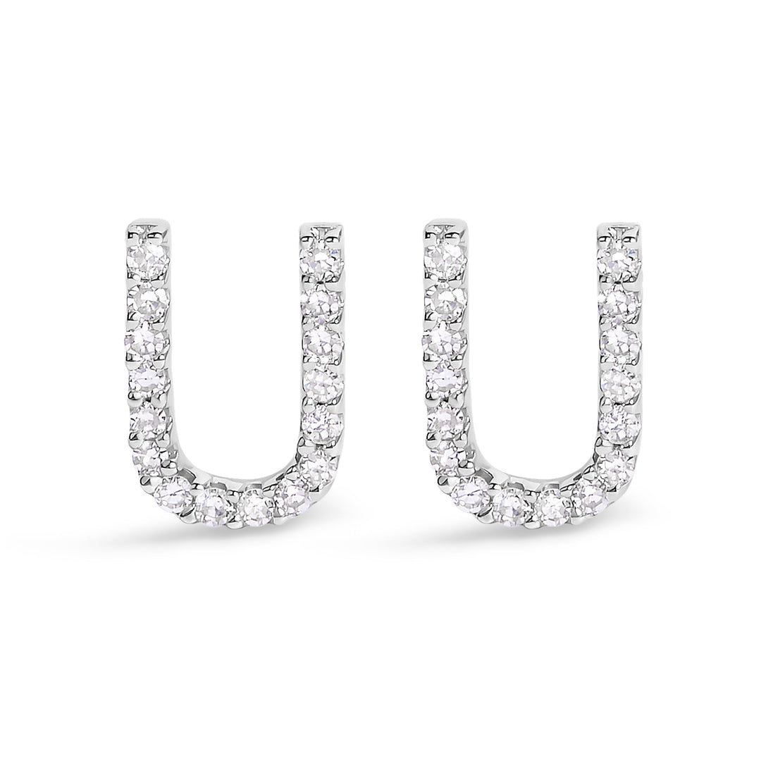 10K White Gold 1/10 Cttw Diamond Initial â€œAâ€ Stud Earring