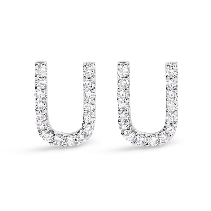 10K White Gold 1/10 Cttw Diamond Initial â€œAâ€ Stud Earring