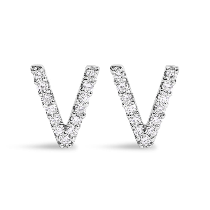 10K White Gold 1/10 Cttw Diamond Initial â€œAâ€ Stud Earring